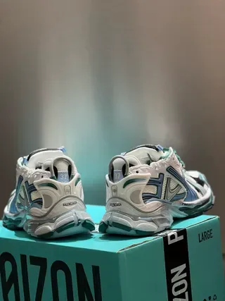 White and Teal Chunky Lifestyle Sneaker 8