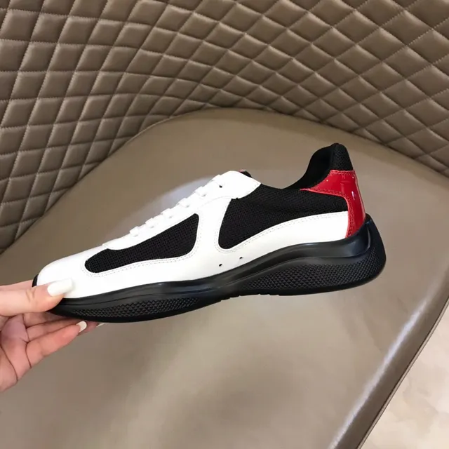 White Black Red Color-Blocked Mesh and Leather Lifestyle Sneaker 3