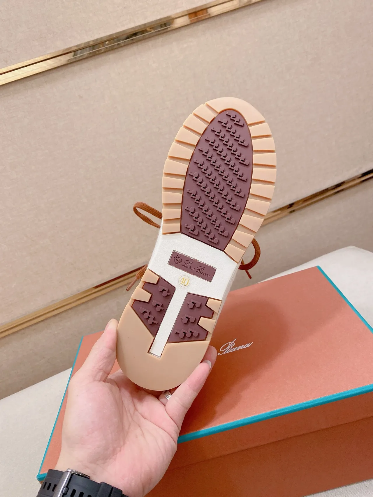 White Brown Knit Sock-Fit Upper Contrasting Tan Laces Sneakers 2