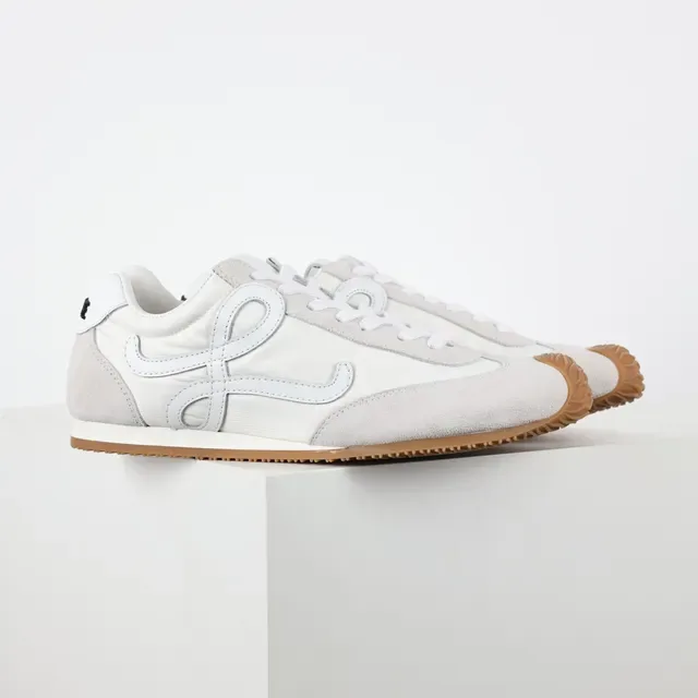 White Brown Low-Top Suede-and-Textile Upper Sneakers 3