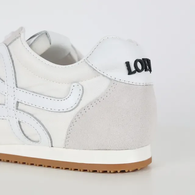 White Brown Low-Top Suede-and-Textile Upper Sneakers 4