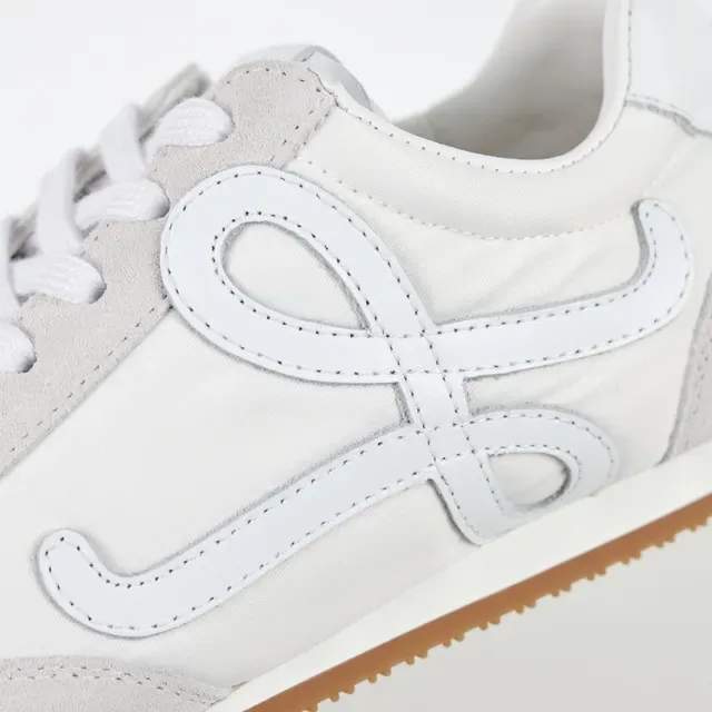 White Brown Low-Top Suede-and-Textile Upper Sneakers 6