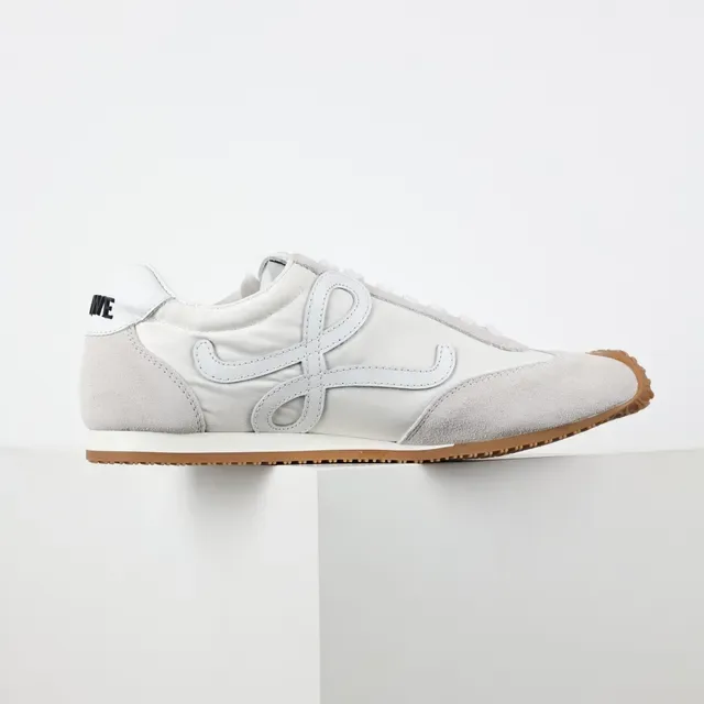 White Brown Low-Top Suede-and-Textile Upper Sneakers 7