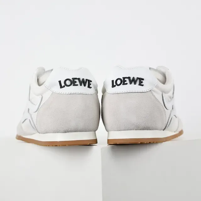 White Brown Low-Top Suede-and-Textile Upper Sneakers 8
