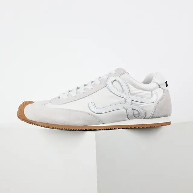 White Brown Low-Top Suede-and-Textile Upper Sneakers 9