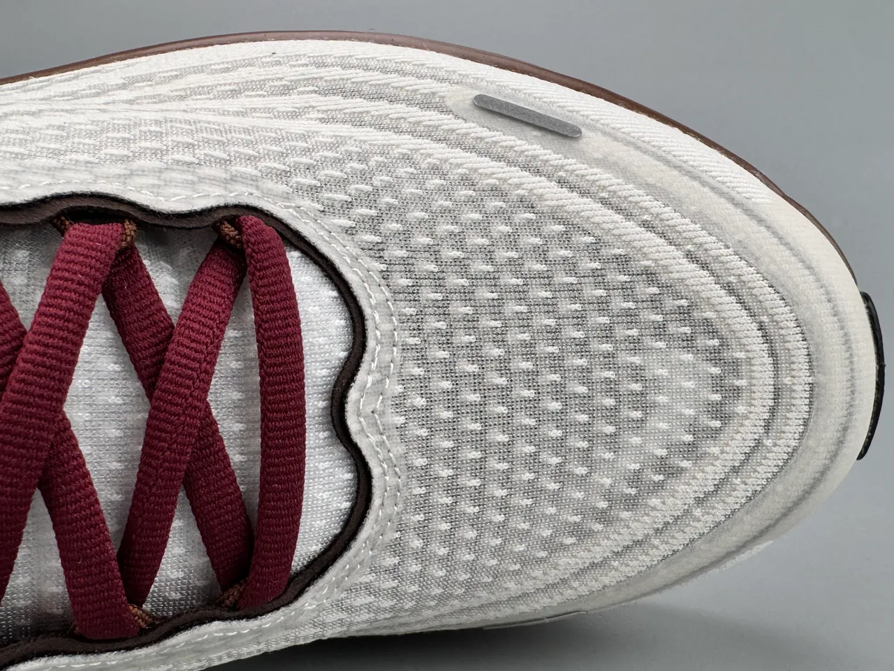 White Burgundy Sculpted Translucent Midsole Maroon Laces And Heel Pull Tab Sneakers 2
