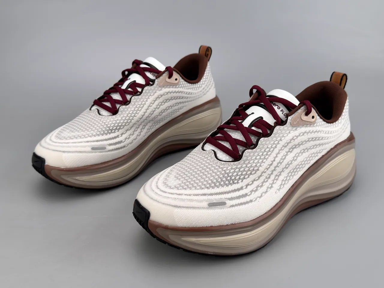 White Burgundy Sculpted Translucent Midsole Maroon Laces And Heel Pull Tab Sneakers 5