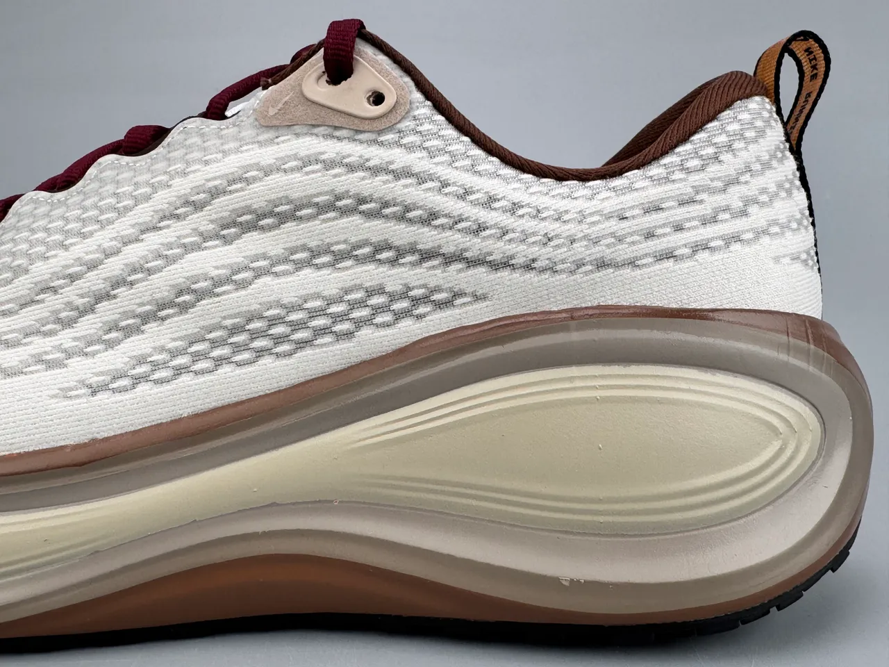 White Burgundy Sculpted Translucent Midsole Maroon Laces And Heel Pull Tab Sneakers 7