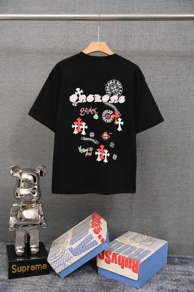 White Embroidered Chest Graphic Crewneck T-Shirt 2