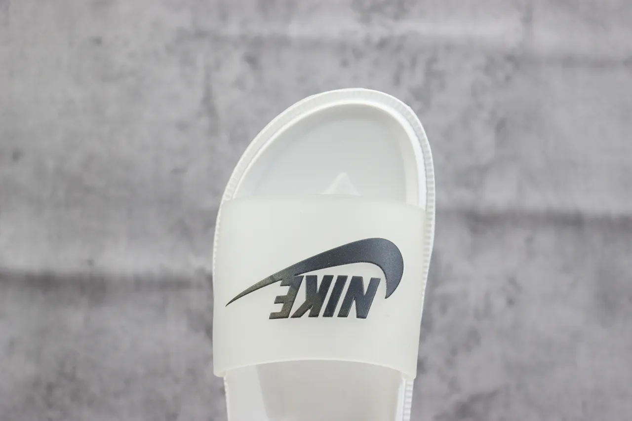 White Molded Single-Strap Slide Slipper 5