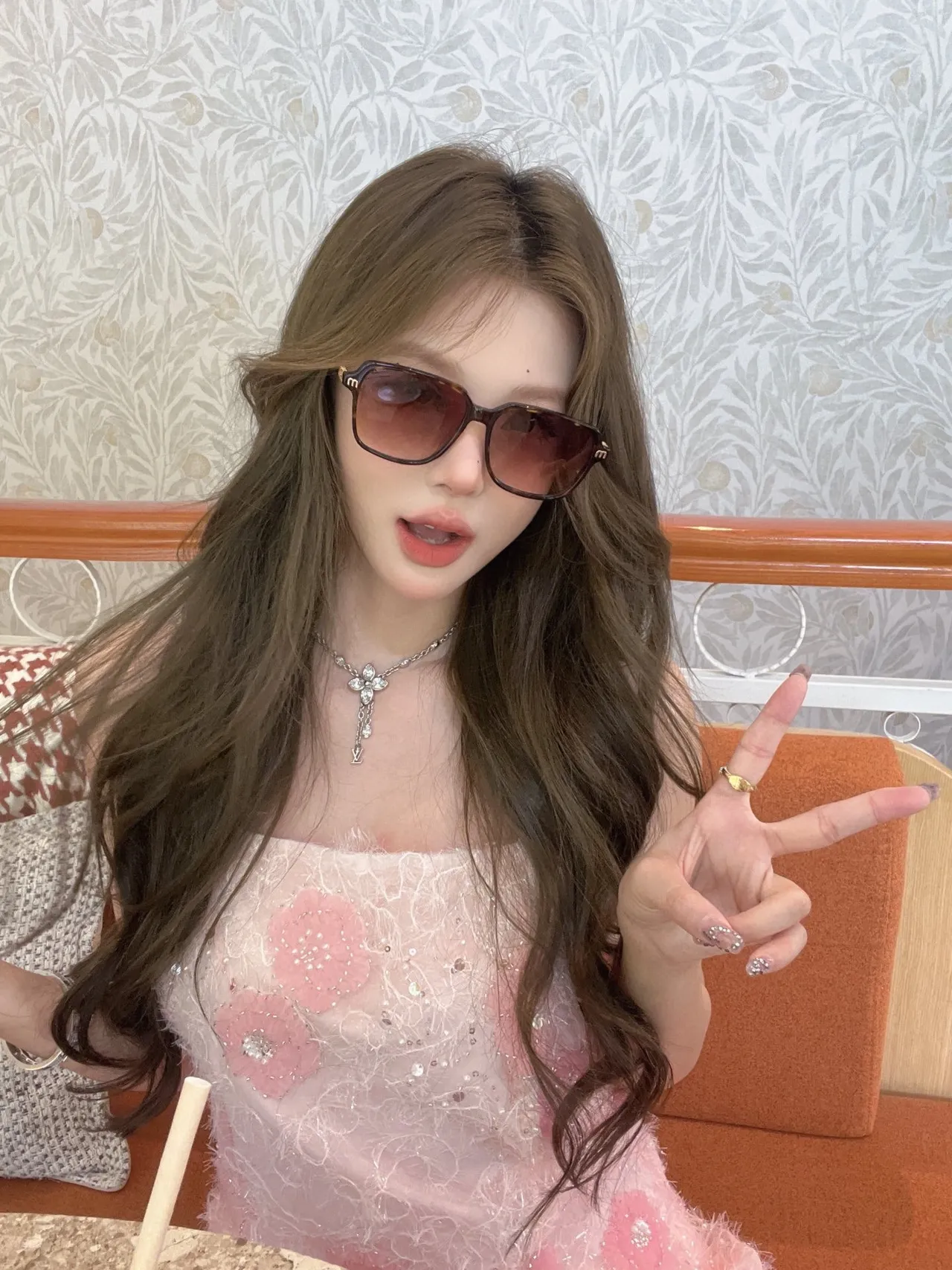 White Oversized Square Frame Gradient Brown Lens Sunglasses 6