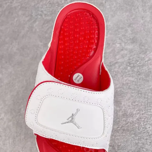 White Red Perforated Upper Rubber Sole Slippers 2