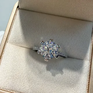 White Silver Six-Prong Solitaire Pavé Band Ring