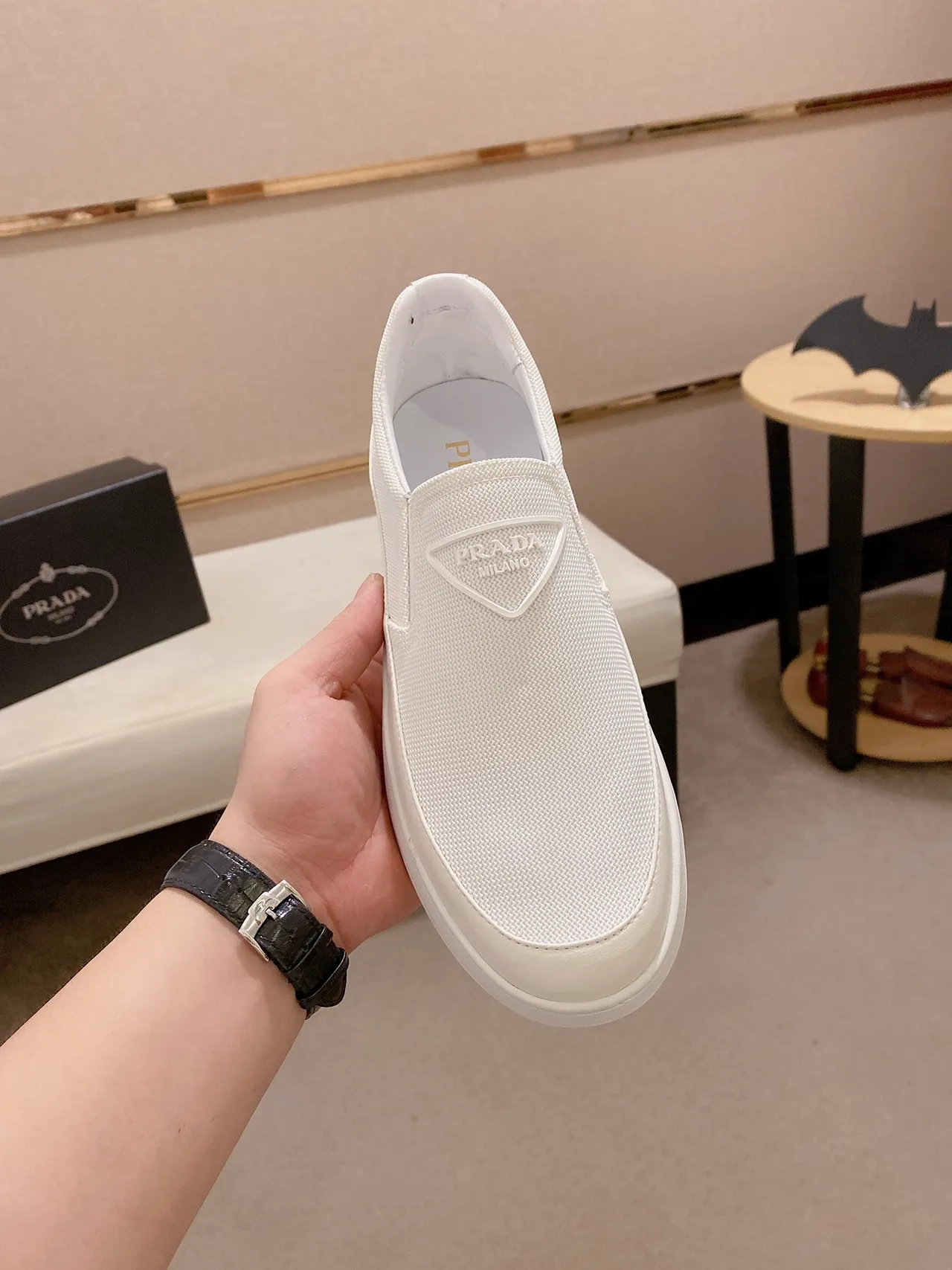 White Slip-On Textured Knit Platform Casual Shoe 2