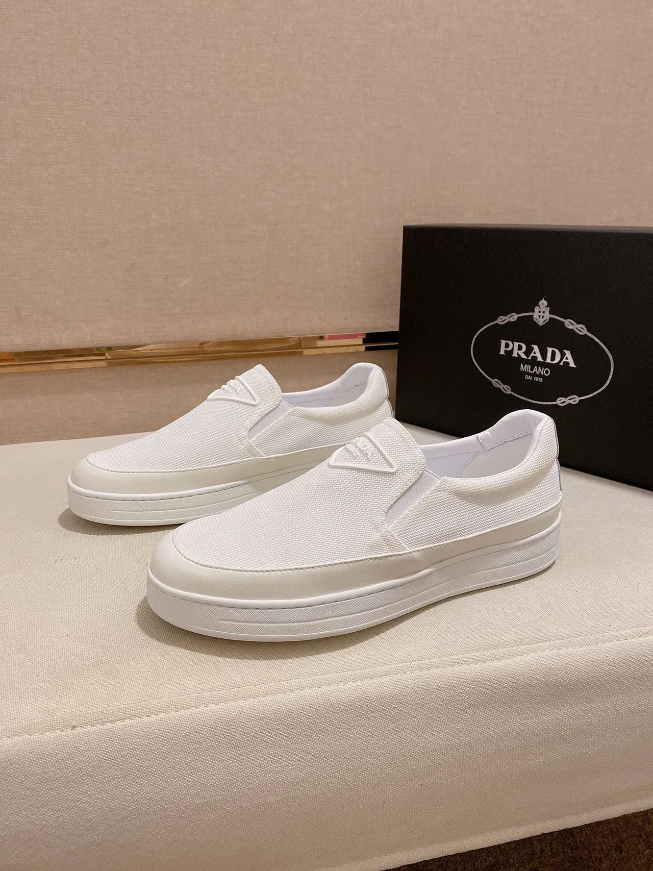 White Slip-On Textured Knit Platform Casual Shoe 3