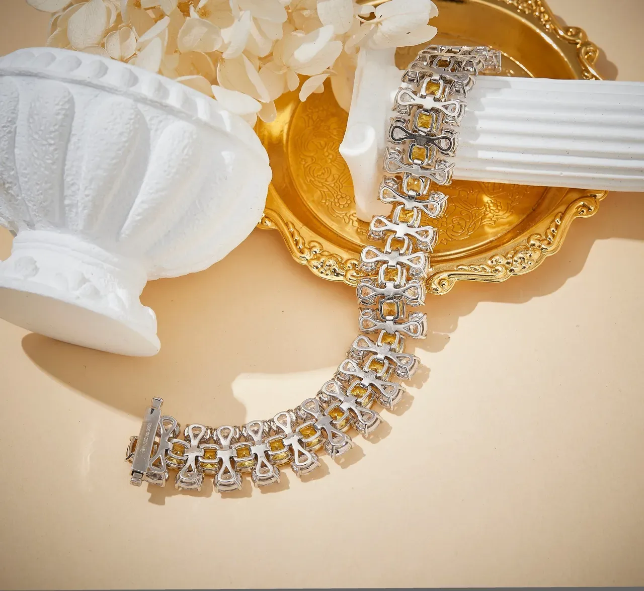 Yellow and Clear Stone Multi-Row Channel-Set Bracelet 3