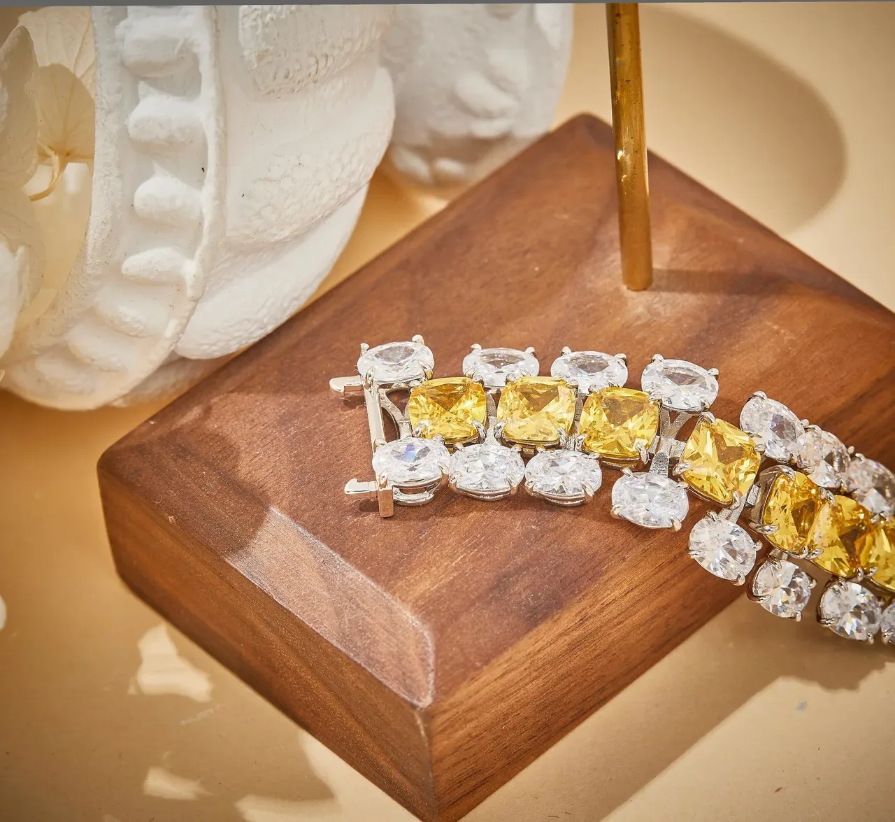 Yellow and Clear Stone Multi-Row Channel-Set Bracelet 6