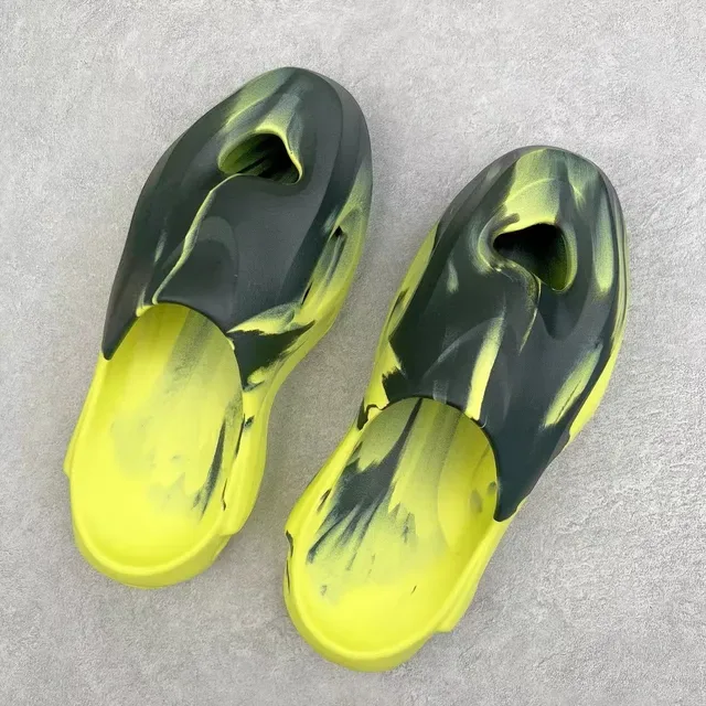 Yellow Black Sculpted Foam Sole Open Heel Cutout Sneakers 8