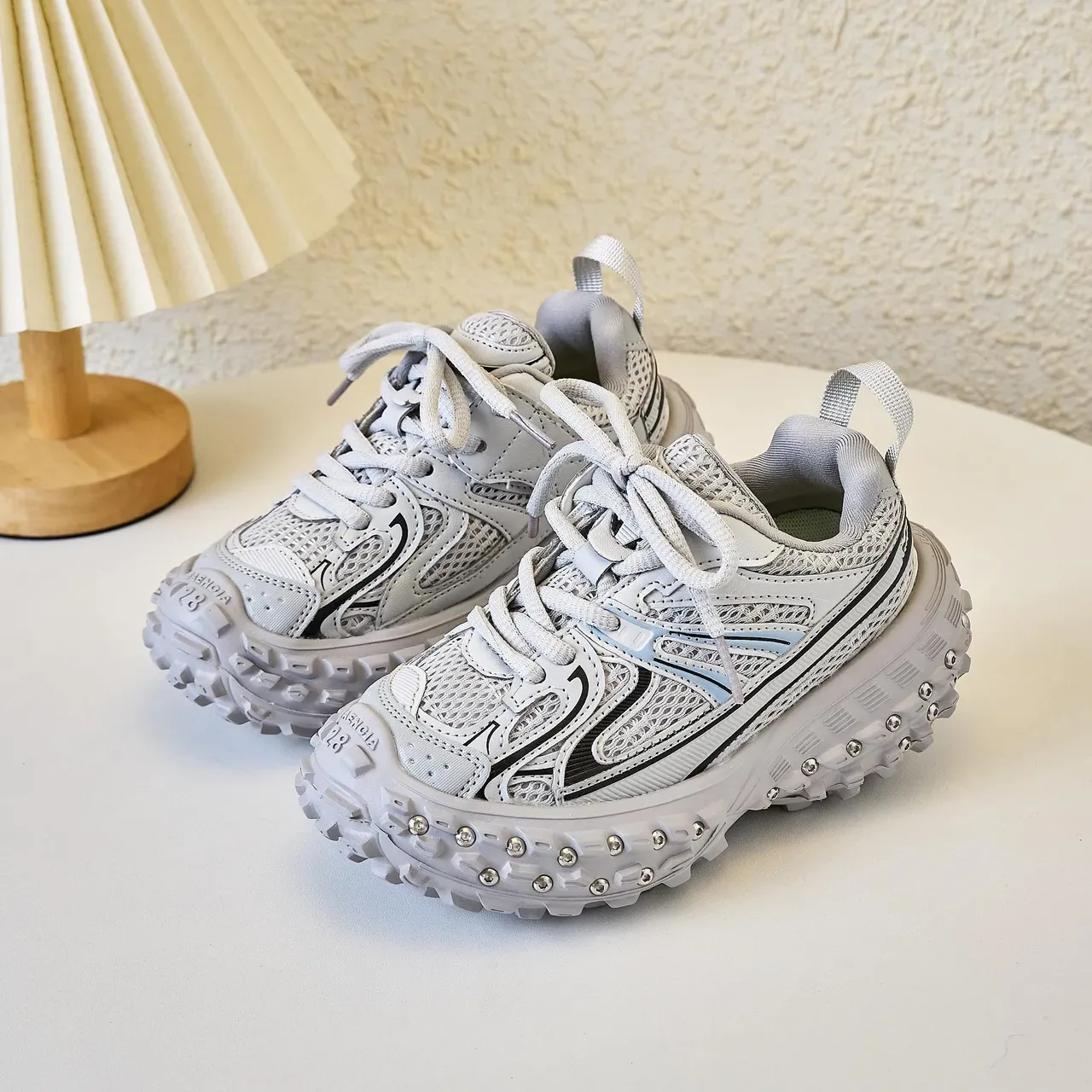 Yellow Silver Chunky Sole Studded Lug Outsole Sneakers 14