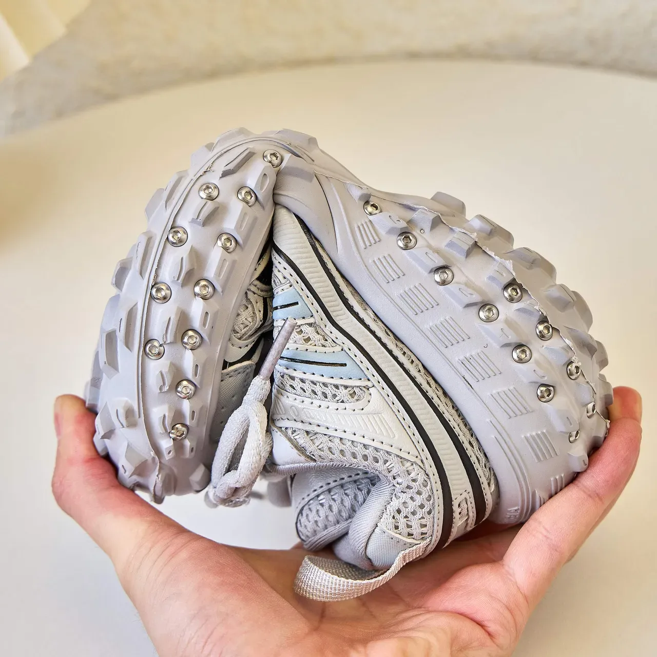 Yellow Silver Chunky Sole Studded Lug Outsole Sneakers 24