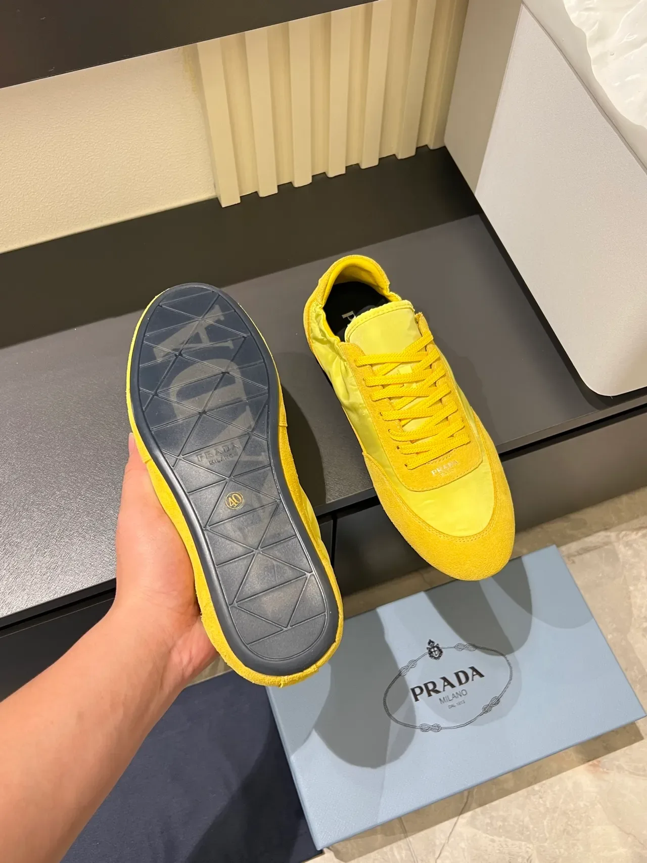 Yellow Suede and Nylon Low-Top Lifestyle Sneakers 3