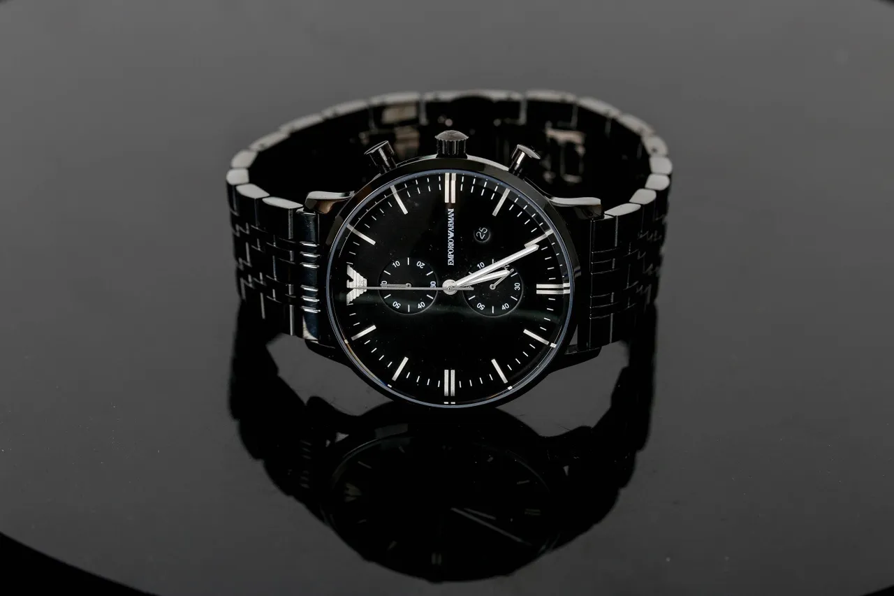 Giorgio Armani Chronograph Black PVD Stainless Steel Mechanical Watch 2