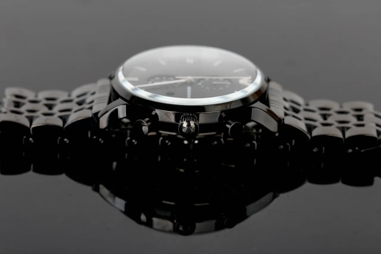 Giorgio Armani Chronograph Black PVD Stainless Steel Mechanical Watch 3