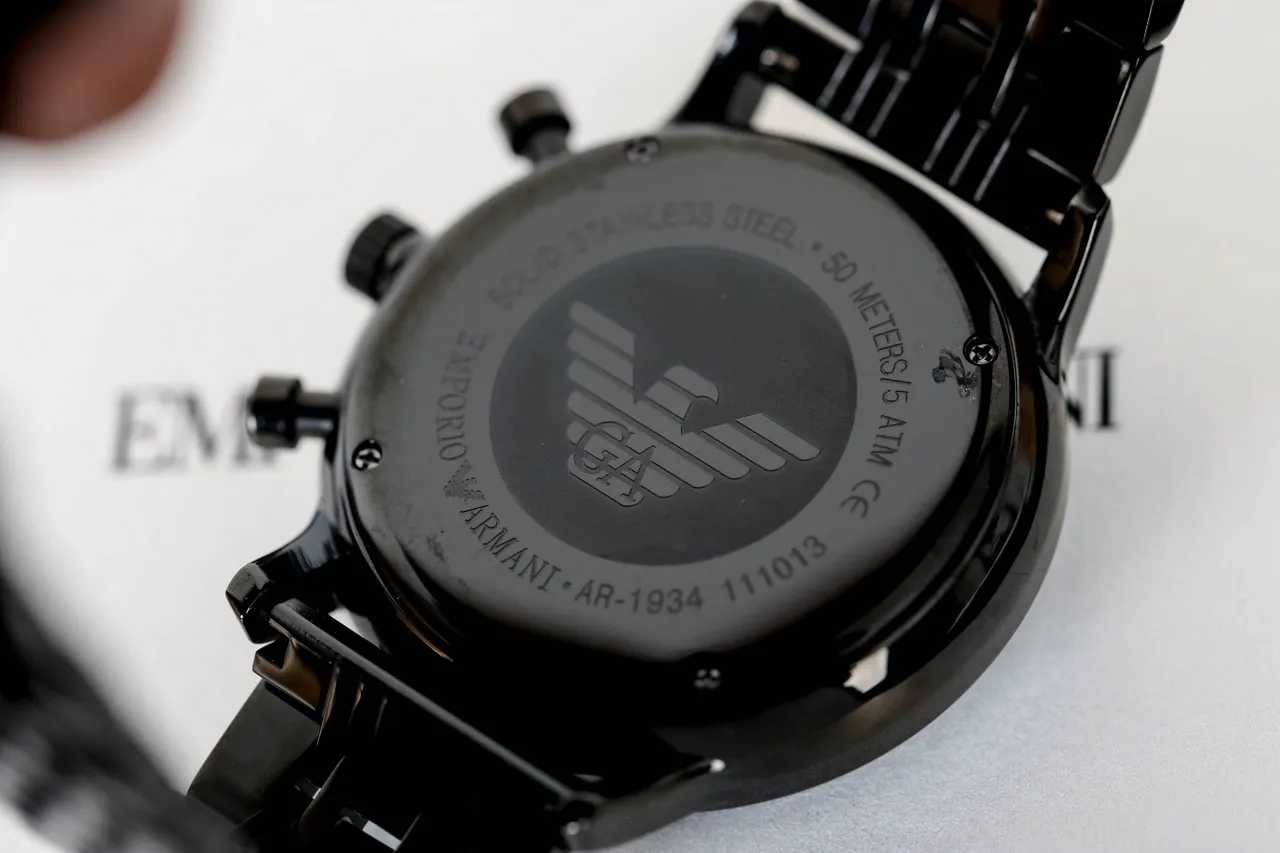 Giorgio Armani Chronograph Black PVD Stainless Steel Mechanical Watch 4