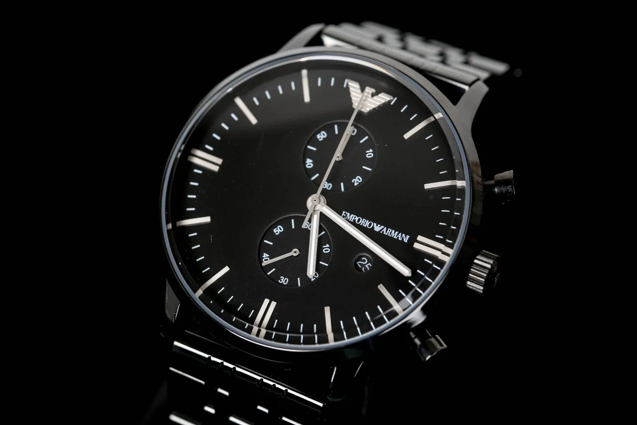 Giorgio Armani Chronograph Black PVD Stainless Steel Mechanical Watch 5