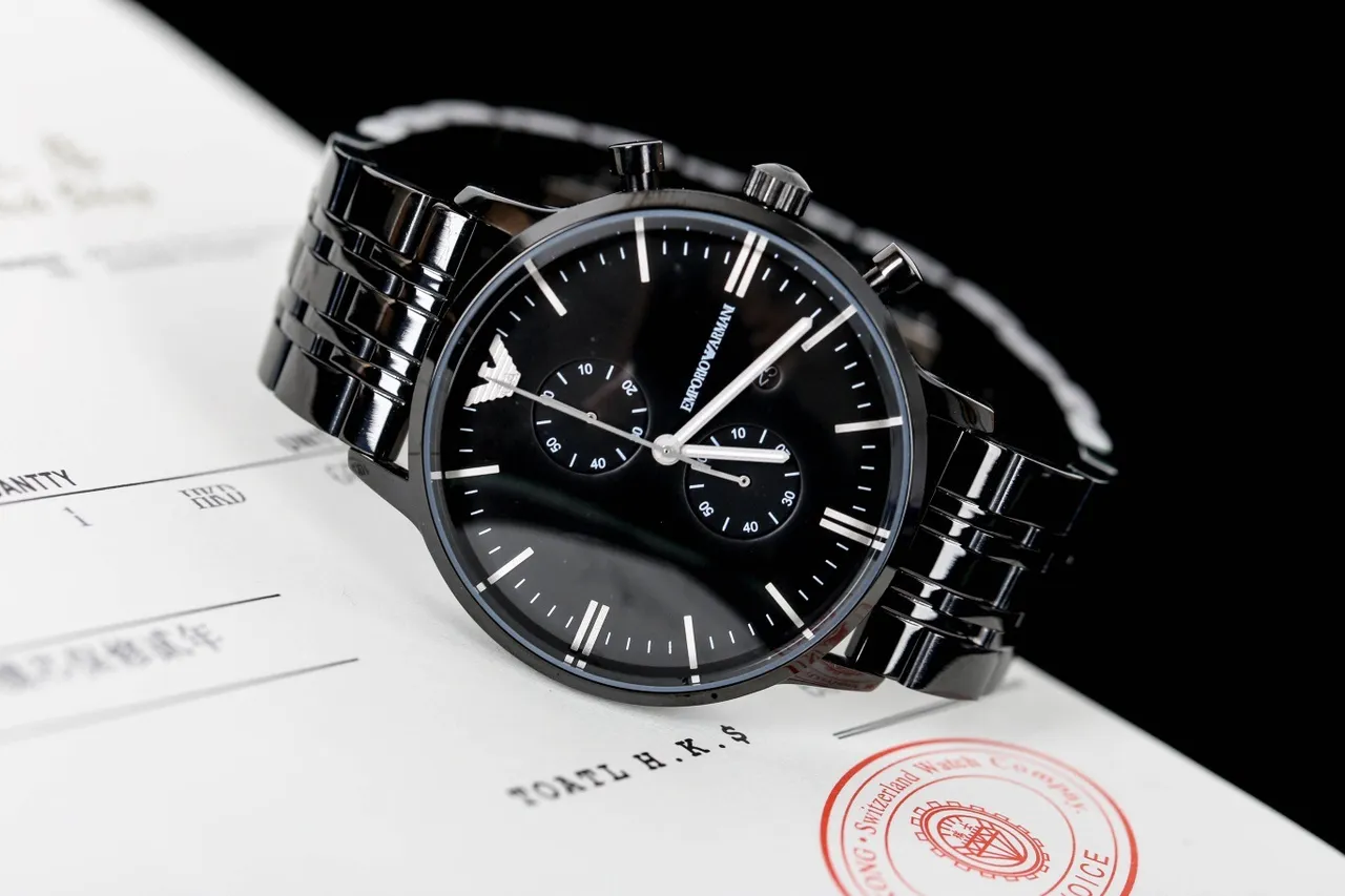 Giorgio Armani Chronograph Black PVD Stainless Steel Mechanical Watch 6