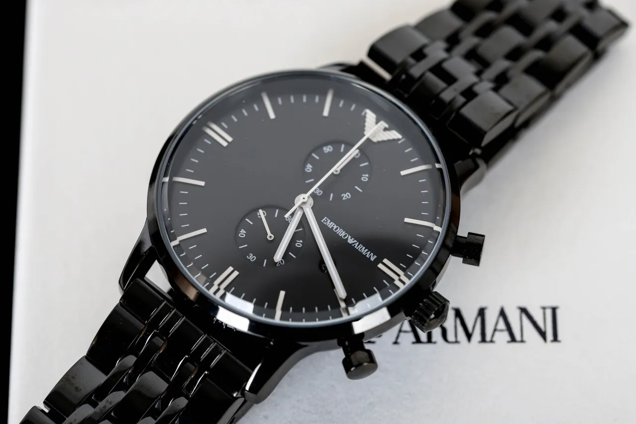 Giorgio Armani Chronograph Black PVD Stainless Steel Mechanical Watch 7