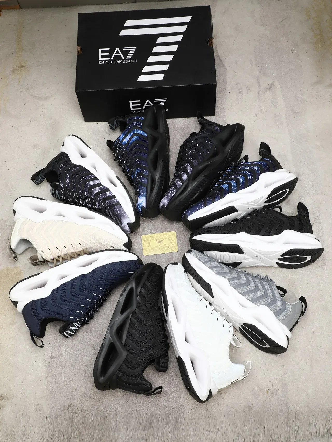Giorgio Armani Navy Mesh and Synthetic Overlay Lifestyle Sneaker 2