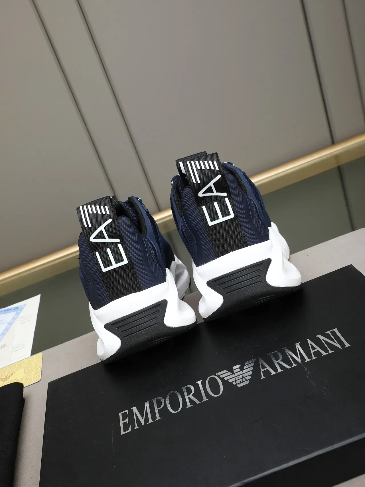 Giorgio Armani Navy Mesh and Synthetic Overlay Lifestyle Sneaker 4