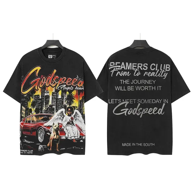 Godspeed Angels Heaven Graphic Oversized Black T-Shirt 2