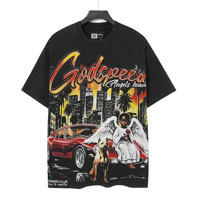 Godspeed Angels Heaven Graphic Oversized Black T-Shirt 3