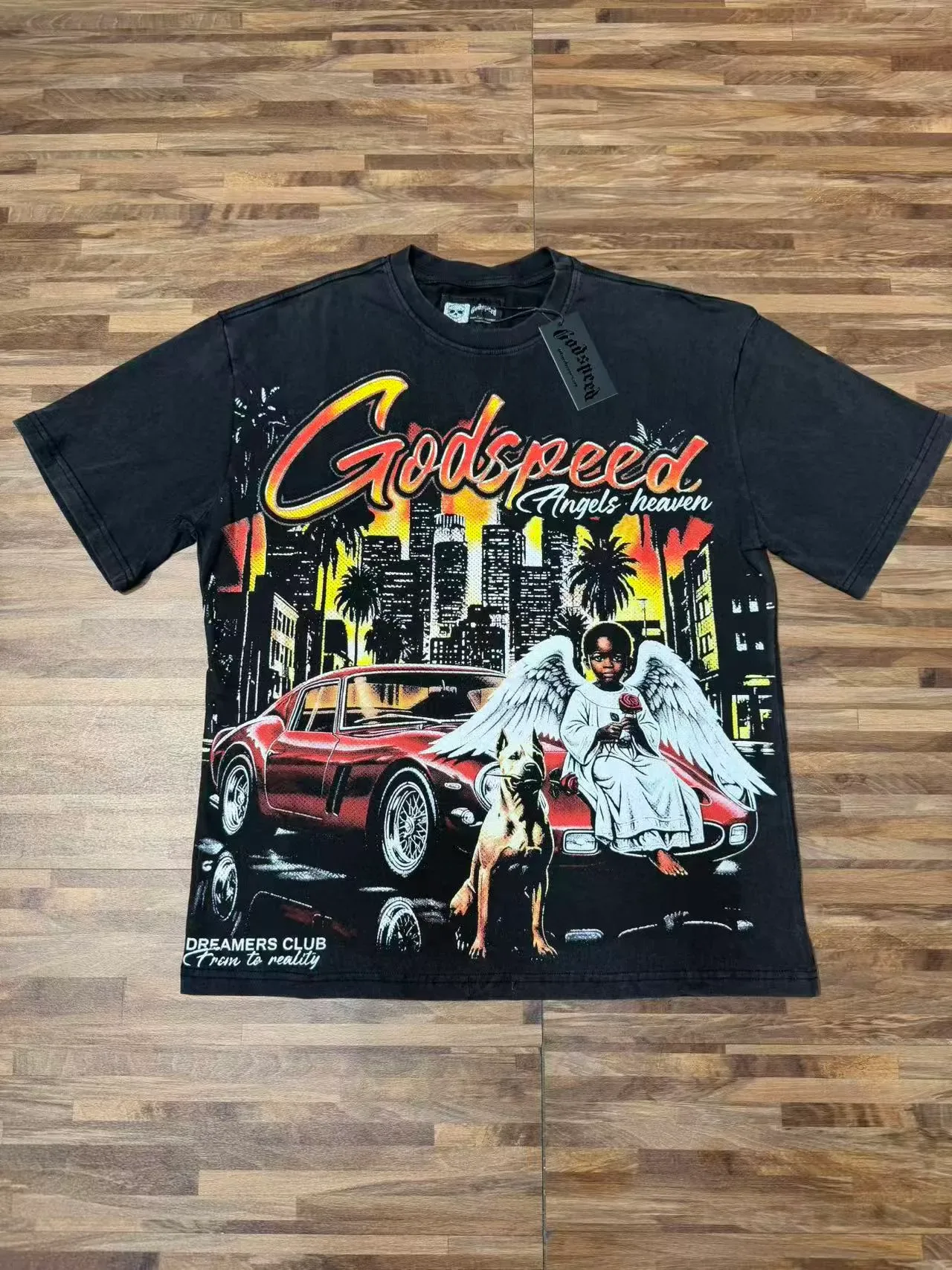 Godspeed Angels Heaven Graphic Oversized Black T-Shirt 5