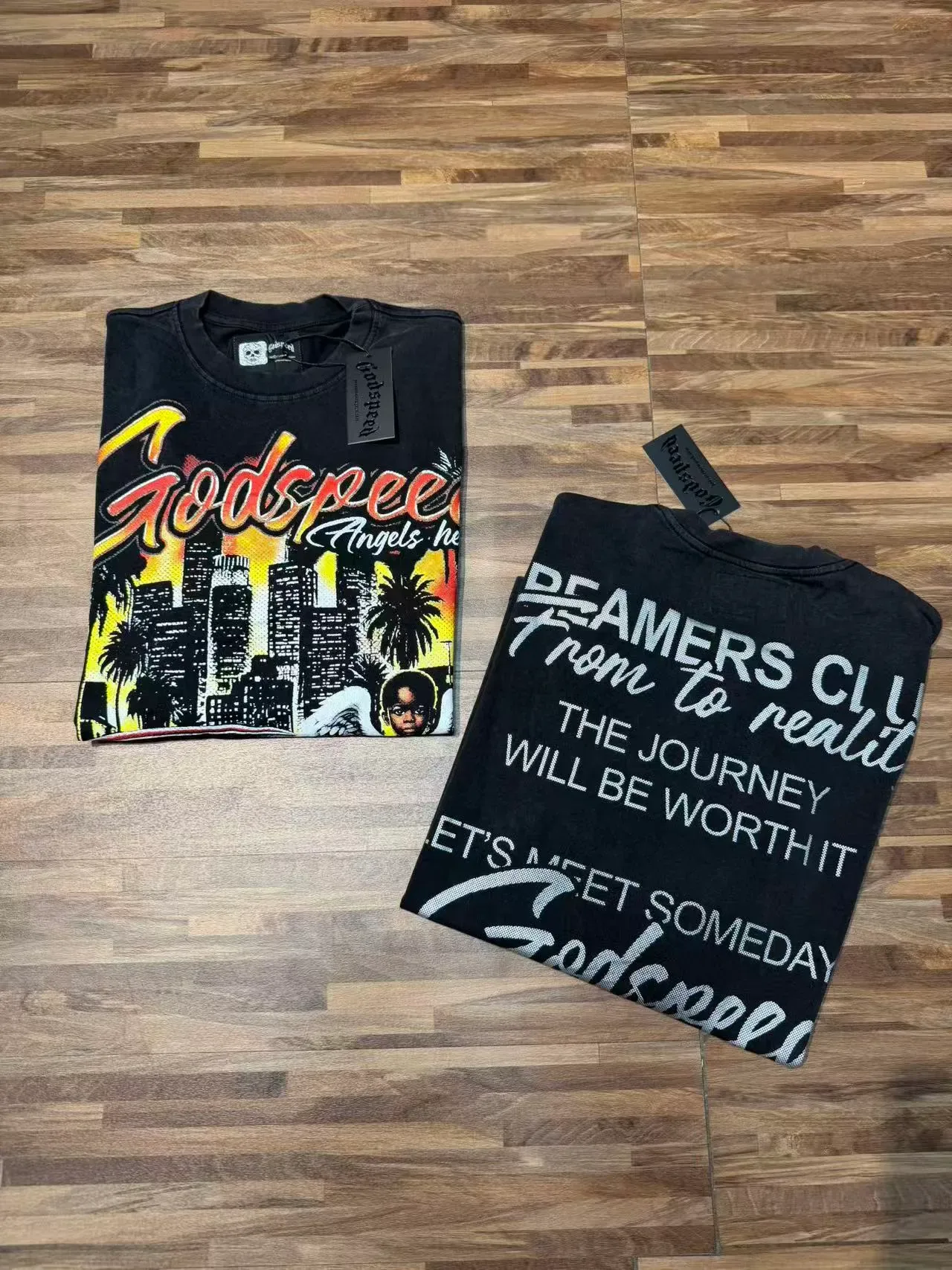 Godspeed Angels Heaven Graphic Oversized Black T-Shirt 7