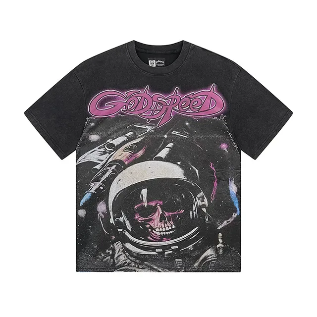 Camiseta oversized Godspeed com estampa de caveira astronauta 2