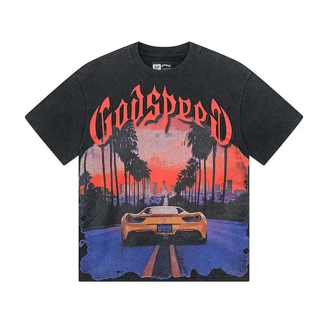 Camiseta preta Godspeed com estampa gráfica 2