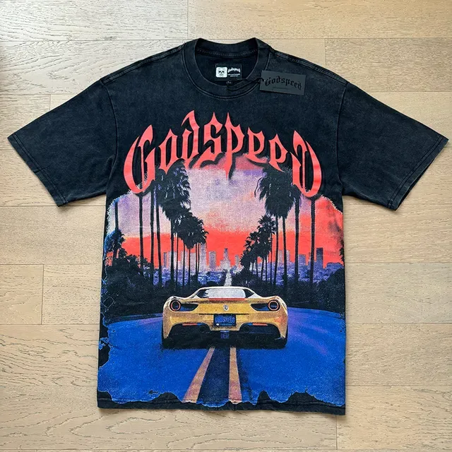 Camiseta preta Godspeed com estampa gráfica 5