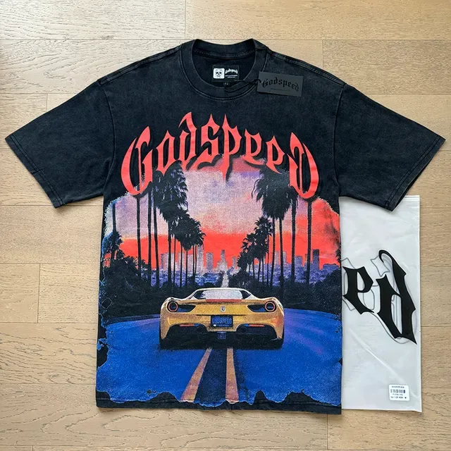 Camiseta preta Godspeed com estampa gráfica 6