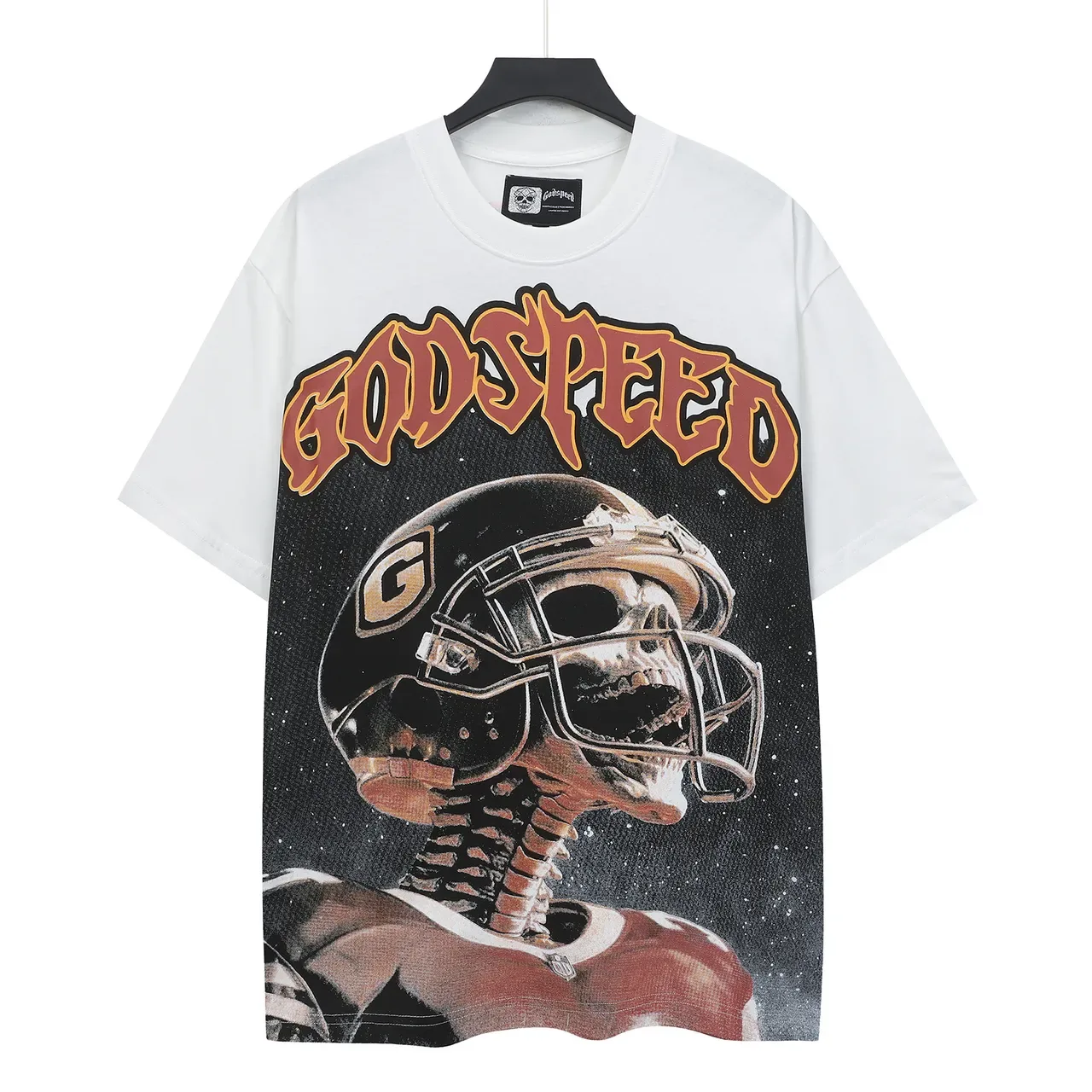 Godspeed Graphic Skull Helmet Oversized T-Shirt 2