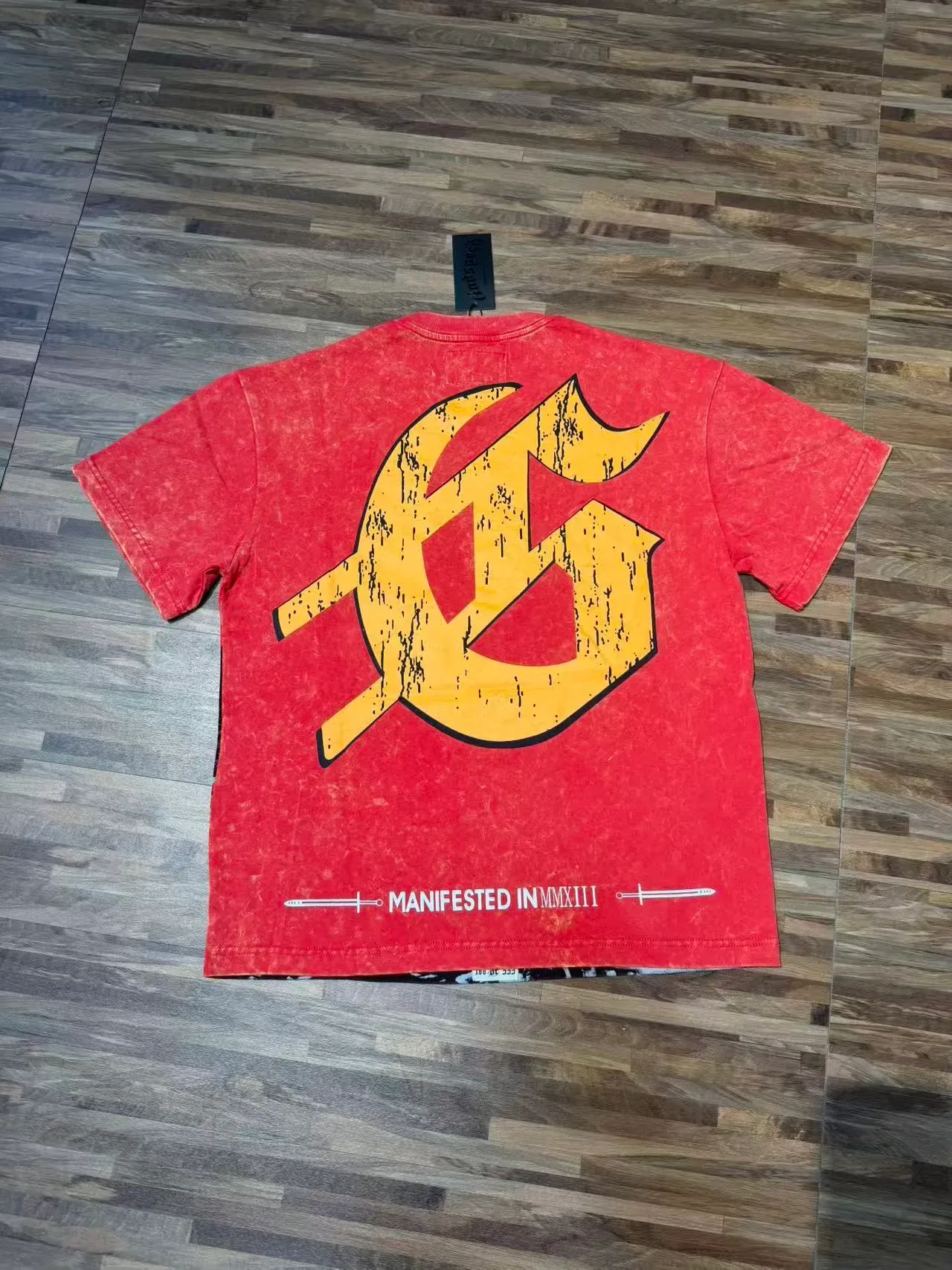 Godspeed Red Green Acid-Wash Graffiti-Print T-Shirt 3