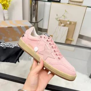 Golden Goose Ball Star Pink Distressed Canvas Lifestyle Sneakers