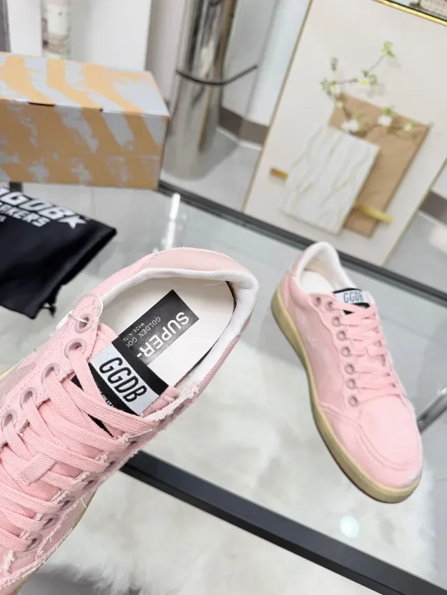 Golden Goose Ball Star Pink Distressed Canvas Lifestyle Sneakers 3