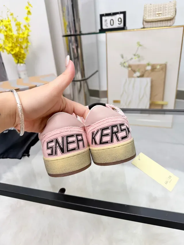 Golden Goose Ball Star Pink Distressed Canvas Lifestyle Sneakers 4