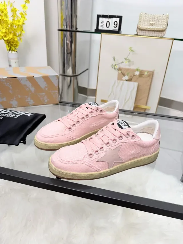 Golden Goose Ball Star Pink Distressed Canvas Lifestyle Sneakers 5