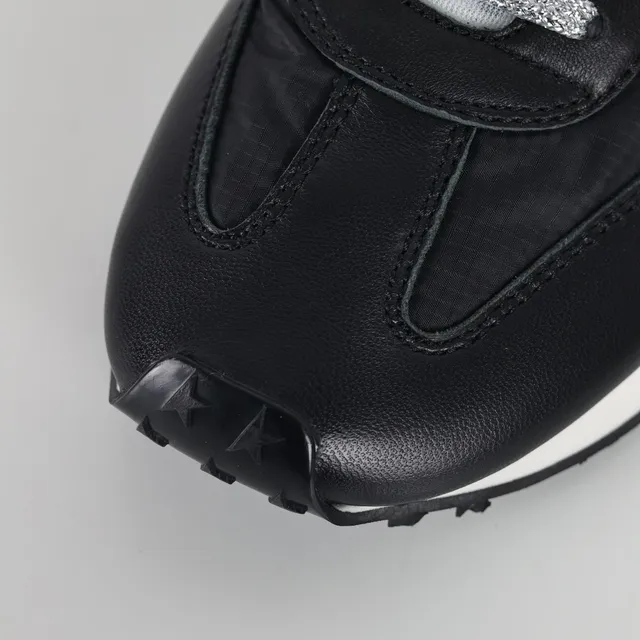 Golden Goose Black Silver Retro Runner Silhouette Cuir Et Panneau Textile Panneaux Chaussures Lifestyle 5