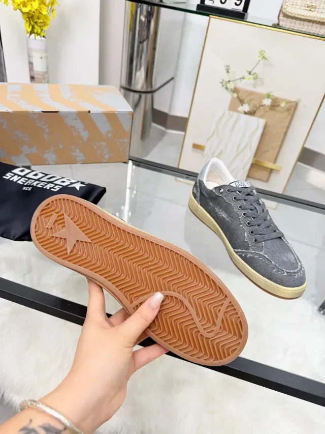 Golden Goose Super-Star Distressed Denim Gray Lifestyle Sneakers 2