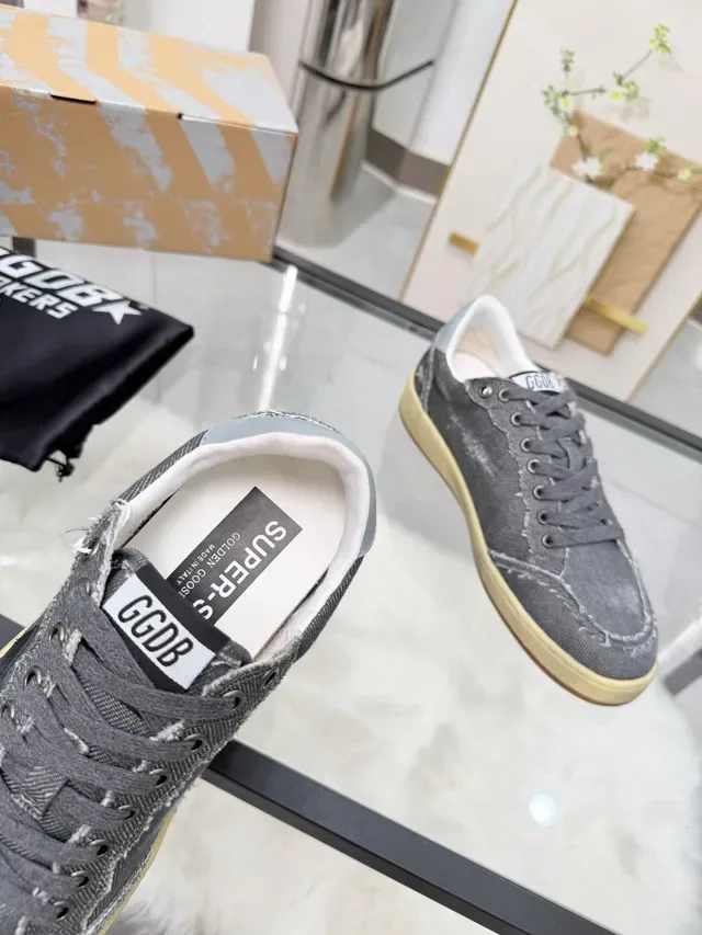 Golden Goose Super-Star Distressed Denim Gray Lifestyle Sneakers 3